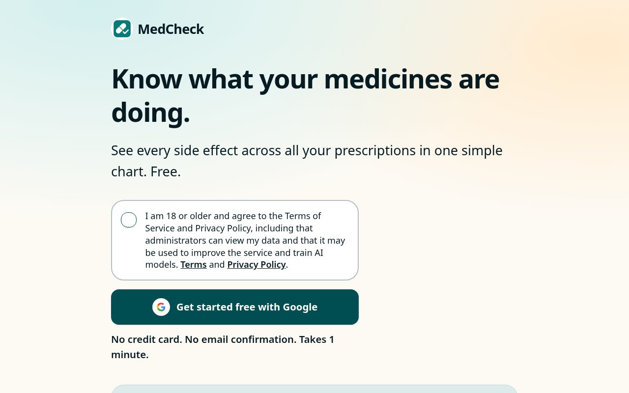 MedCheck website home page