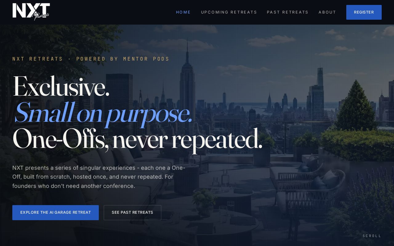NXT Retreats website home page