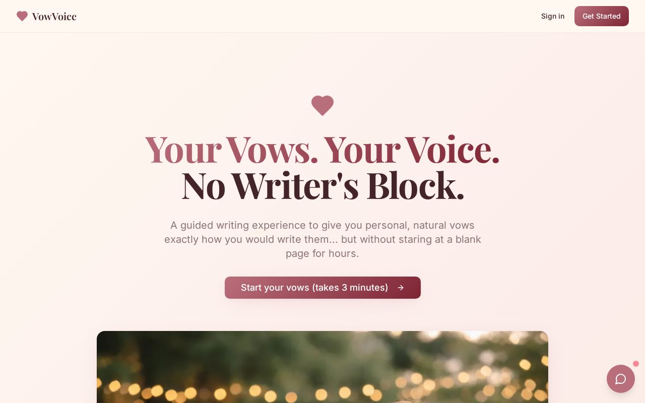 Vow Voice website home page